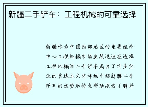 新疆二手铲车：工程机械的可靠选择